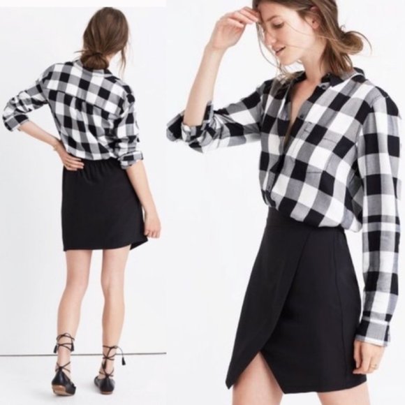 MADEWELL Black Parkway Silk Split Front Mini Skirt Size Medium - Picture 1 of 15